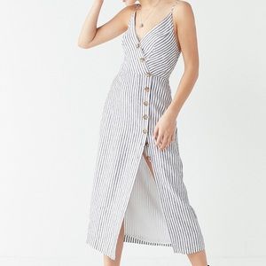 UO Amber Button-Down linen midi dress